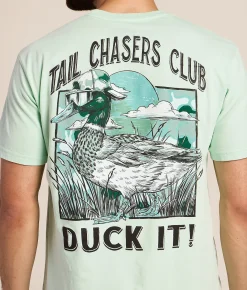 Tail Chasers Club Duck It Camo T-Shirt Brook Green Pigment Dye Sale