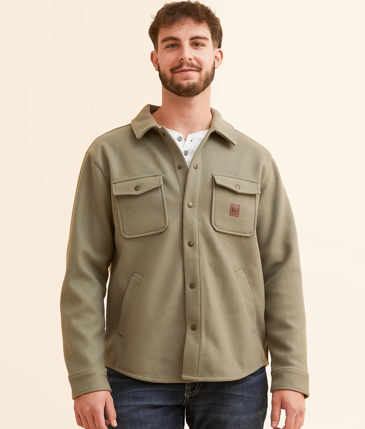 Brixton Durham Felt Stretch Shacket Vetiver Online