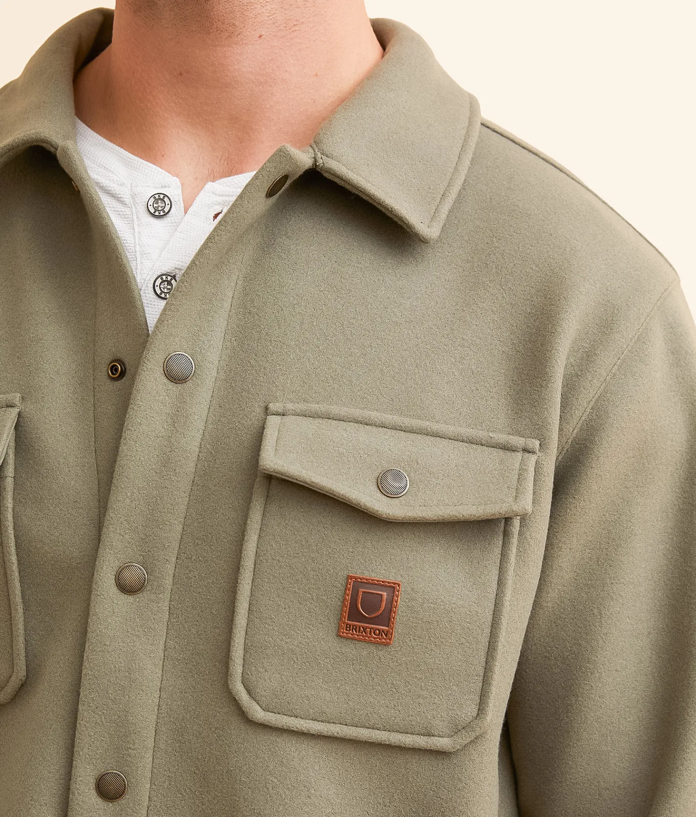 Brixton Durham Felt Stretch Shacket Vetiver Online