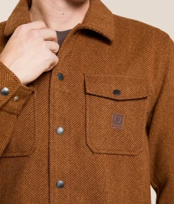 Brixton Durham Herringbone Flannel Shirt Brushed Pinecone Sale
