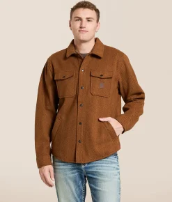 Brixton Durham Herringbone Flannel Shirt Brushed Pinecone Sale