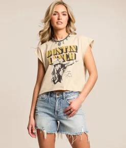 Life Clothing Dustin Lynch Band T-Shirt Cream New