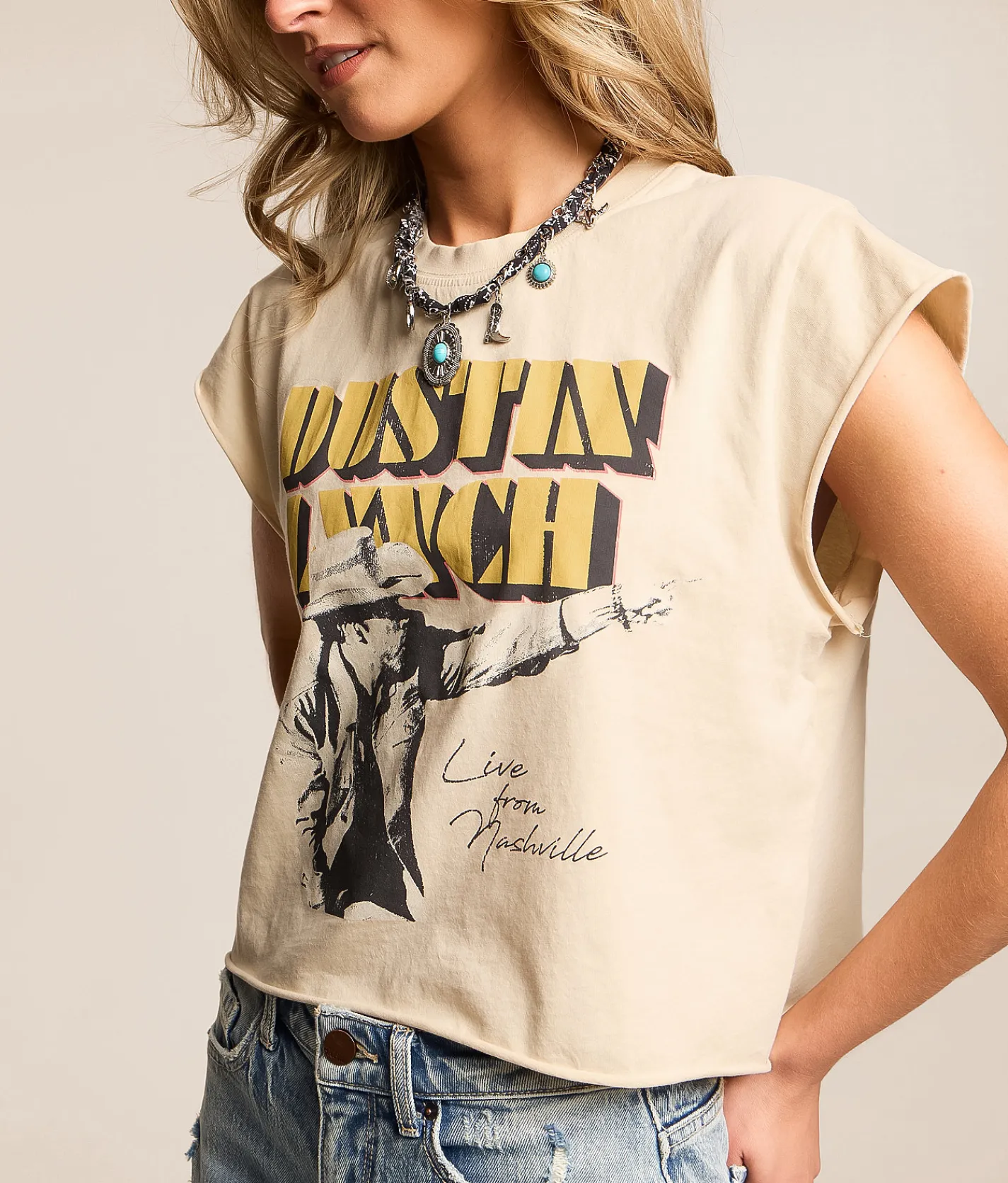 Life Clothing Dustin Lynch Band T-Shirt Cream New