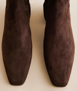 Steve Madden Dusty Leather Ankle Boot Choc Brown Suede Discount