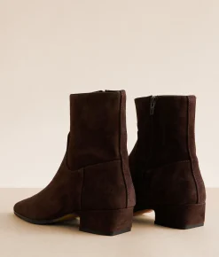 Steve Madden Dusty Leather Ankle Boot Choc Brown Suede Discount