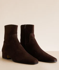 Steve Madden Dusty Leather Ankle Boot Choc Brown Suede Discount