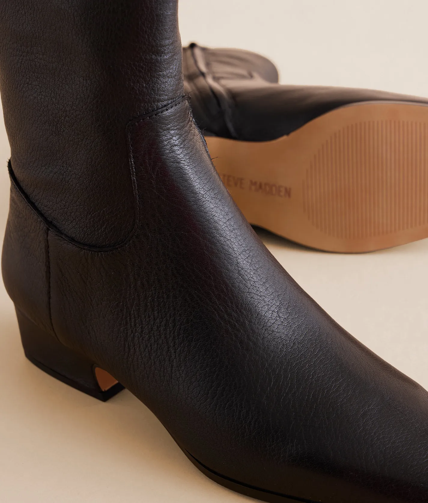Shoes | Steve Madden Dusty Low Heel Ankle Boot Black Leather