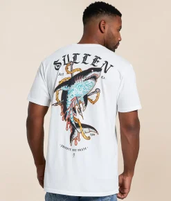 Tops|Graphic T-Shirts | Sullen Dyem Shark T-Shirt Antique White
