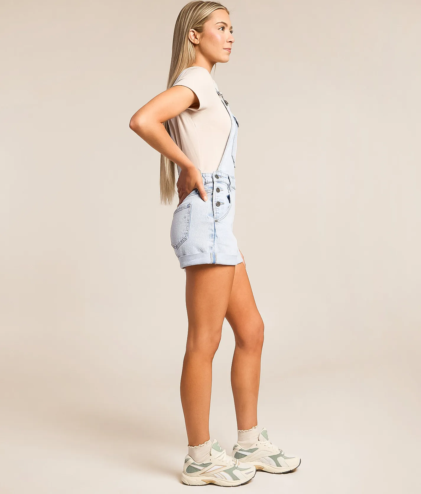 HIDDEN Dylan Denim Stretch Overall Short Oxnard Shores Best