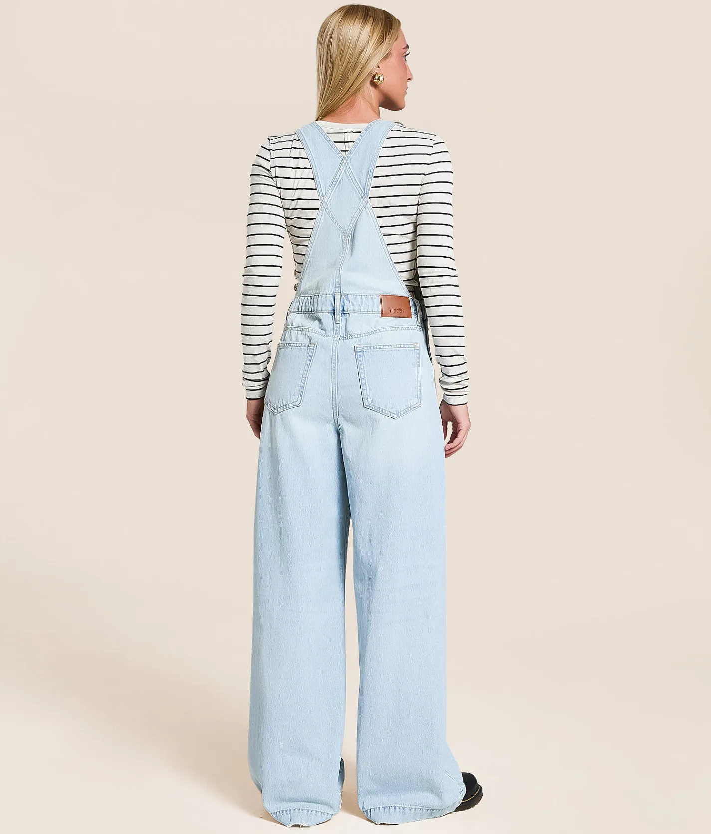 HIDDEN Dylan Ultra Wide Leg Denim Overalls Light Discount
