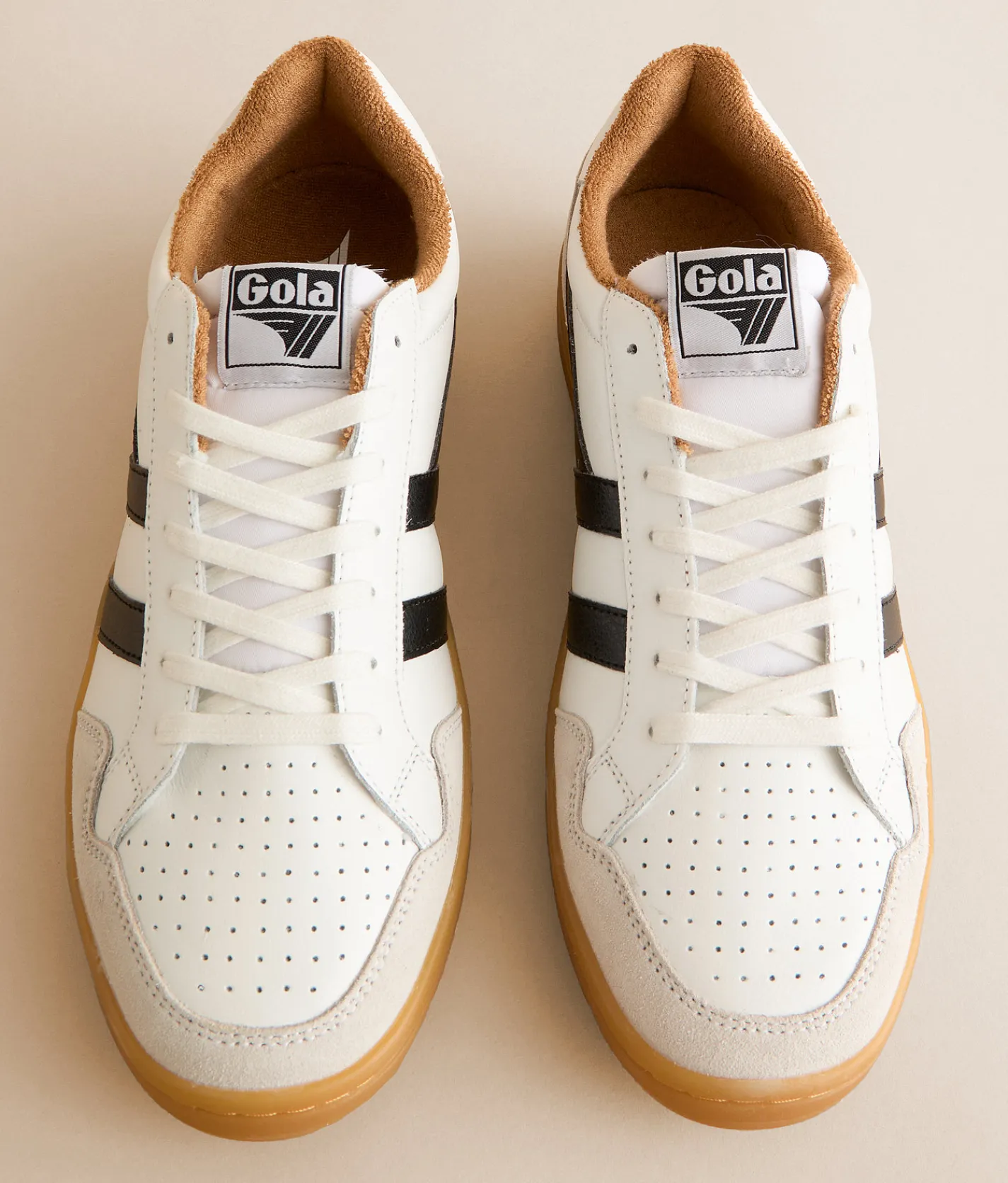 Gola® Eagle 86 Leather Sneaker White Black Tobacco Gum