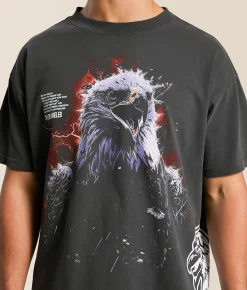 Graphic T-Shirts | CVLA Eagle Surge T-Shirt Black Pigment Wash