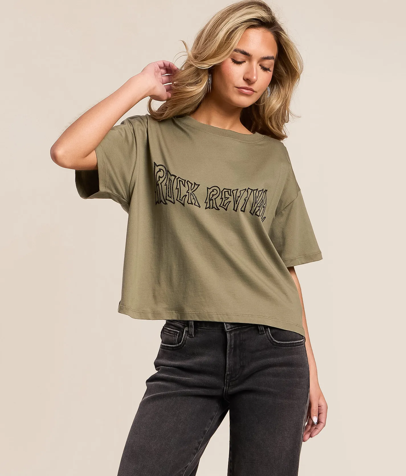 Tops | Rock Revival Eagle T-Shirt Olive