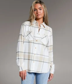 BKE Eased Flannel Shirt Tan Cream