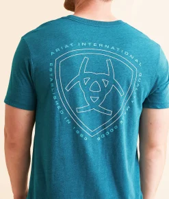 Ariat Easy Rider T-Shirt Cyan Black Heather Outlet