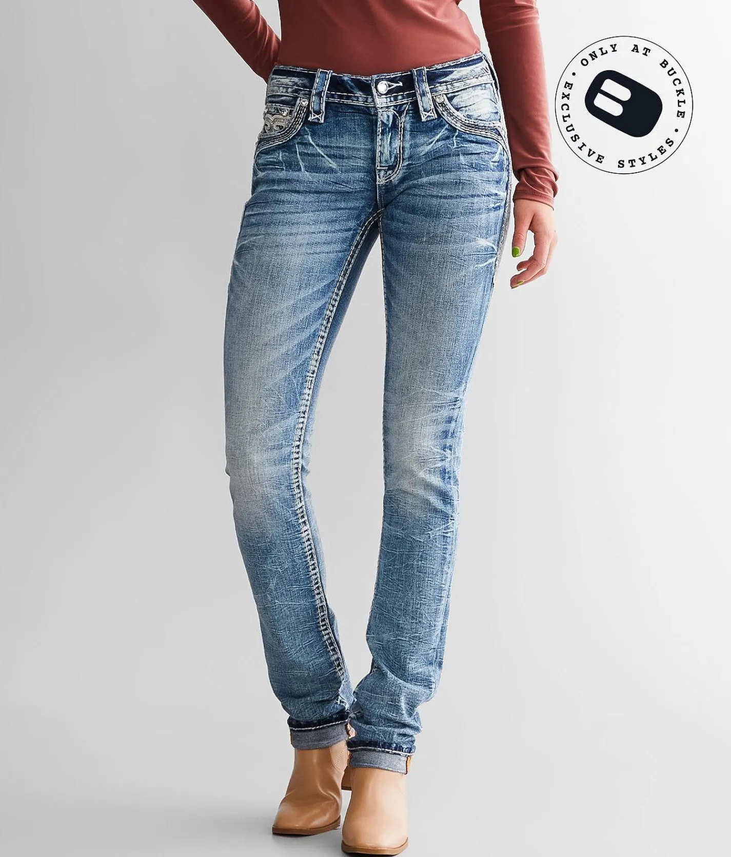 Jeans|Bottoms | Rock Revival Eilish Low Rise Straight Stretch Jean Eilish CJ208