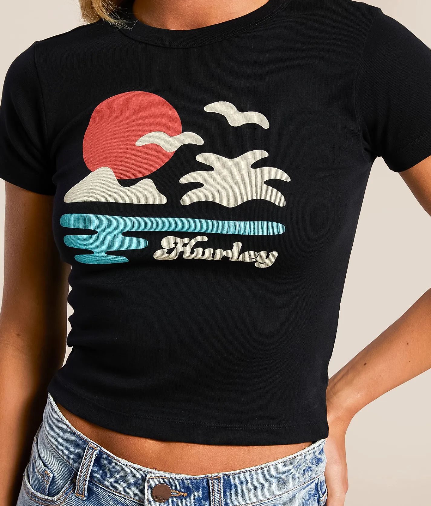 Tops | Hurley El Dorado Cropped T-Shirt Black