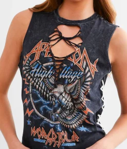 Tops | Affliction Electric Eagle Tank Top Black Lava Wash