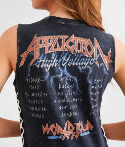 Tops | Affliction Electric Eagle Tank Top Black Lava Wash