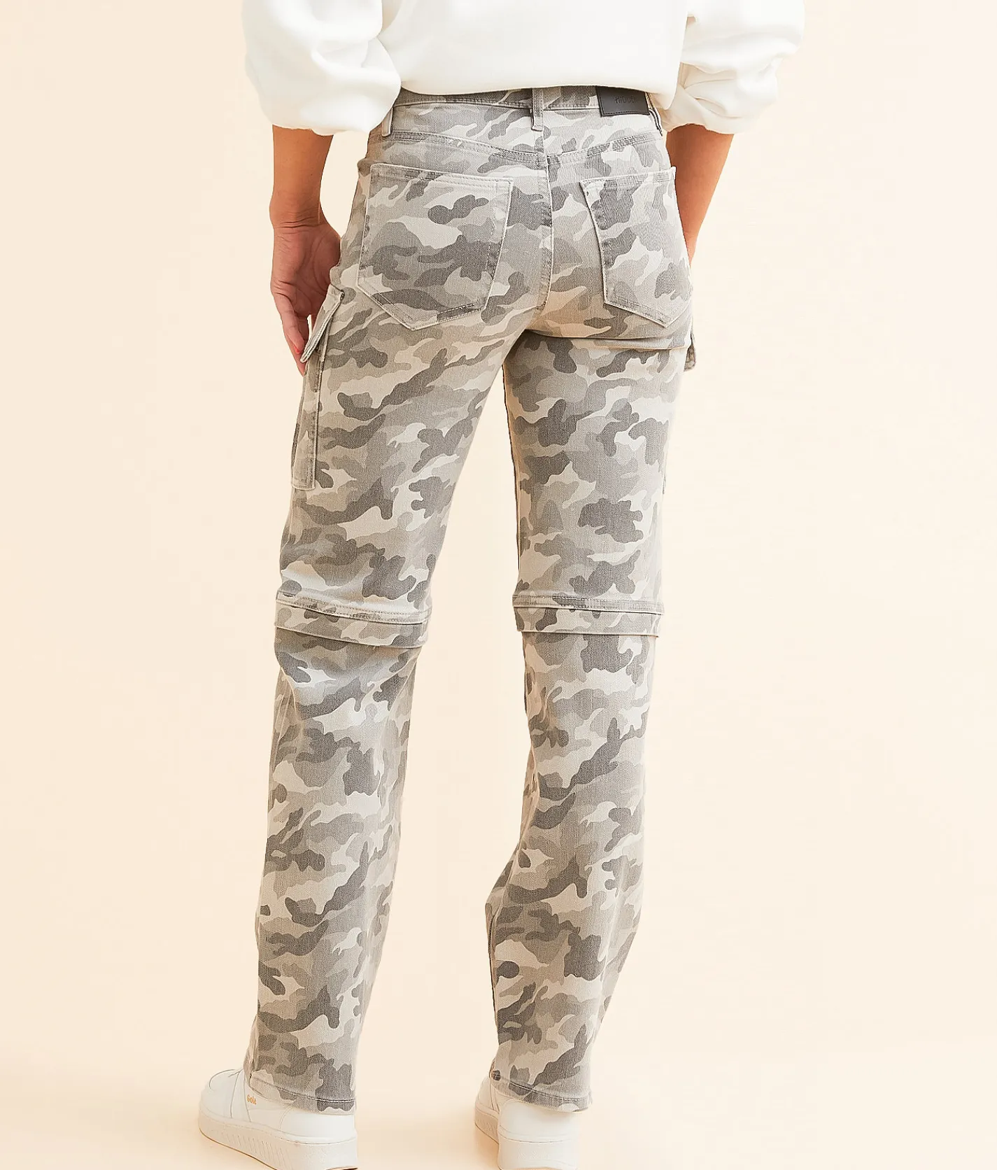 HIDDEN Ella Camo Classic Straight Cargo Jean Grey Camo Hot