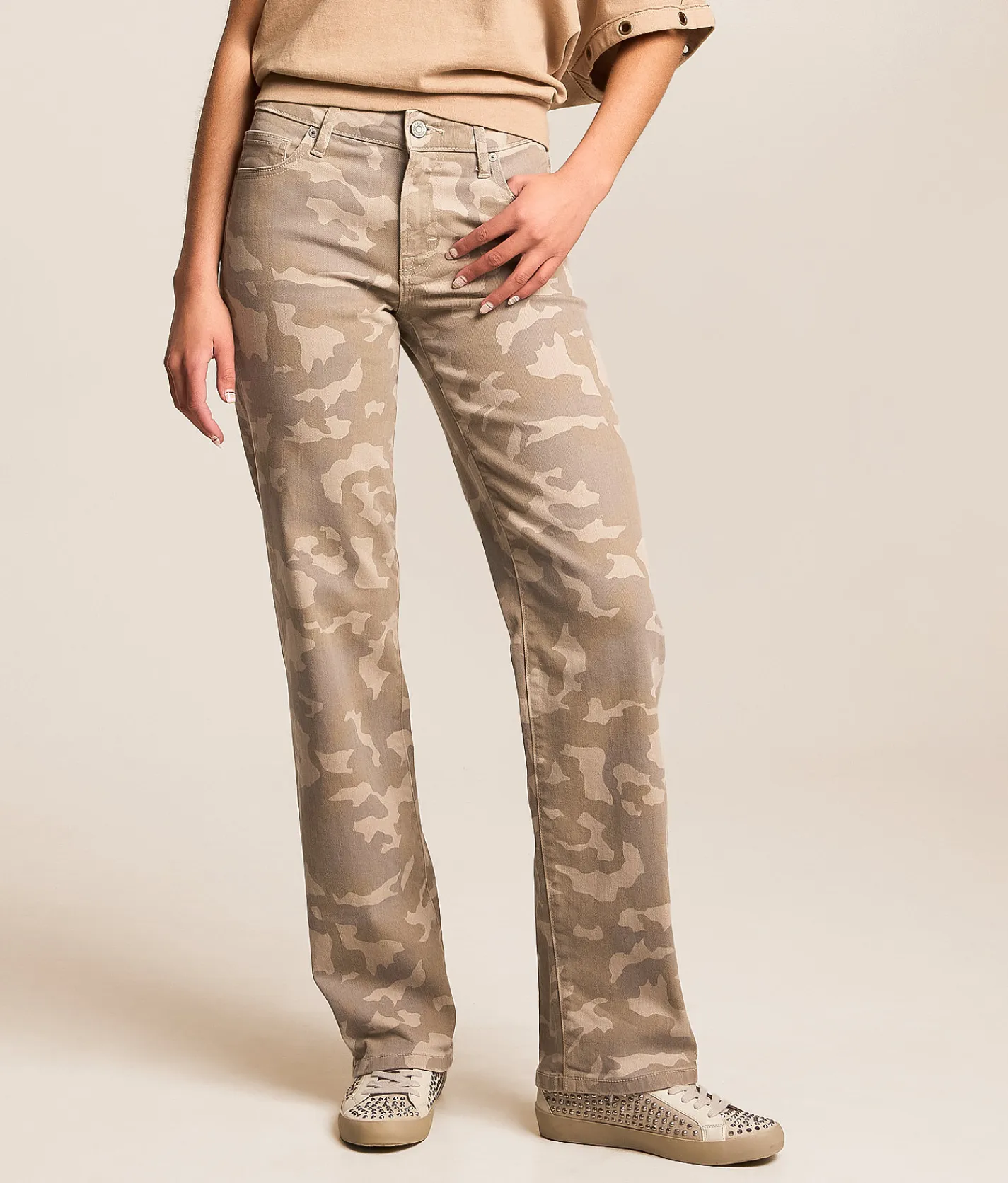 HIDDEN Ella Camo Classic Straight Stretch Jean Tan Camo Sale