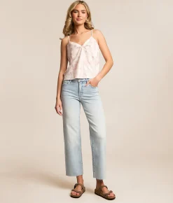 HIDDEN Ella Cropped Classic Straight Stretch Jean Vintage Hot