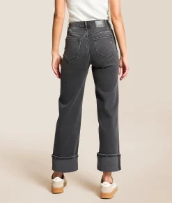 HIDDEN Ella Cropped Classic Straight Stretch Cuffed Jean Charcoal Sale