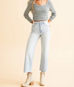 HIDDEN Ella Cropped Straight Stretch Jean Light Discount