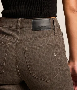 HIDDEN Ella Leopard Classic Straight Stretch Jean Brown Cheetah Online