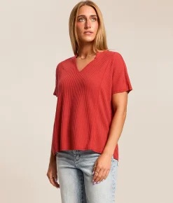 White Crow Elliott Waffle Knit Top Cardinal Discount