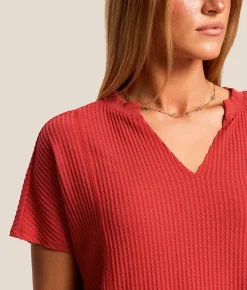 White Crow Elliott Waffle Knit Top Cardinal Discount