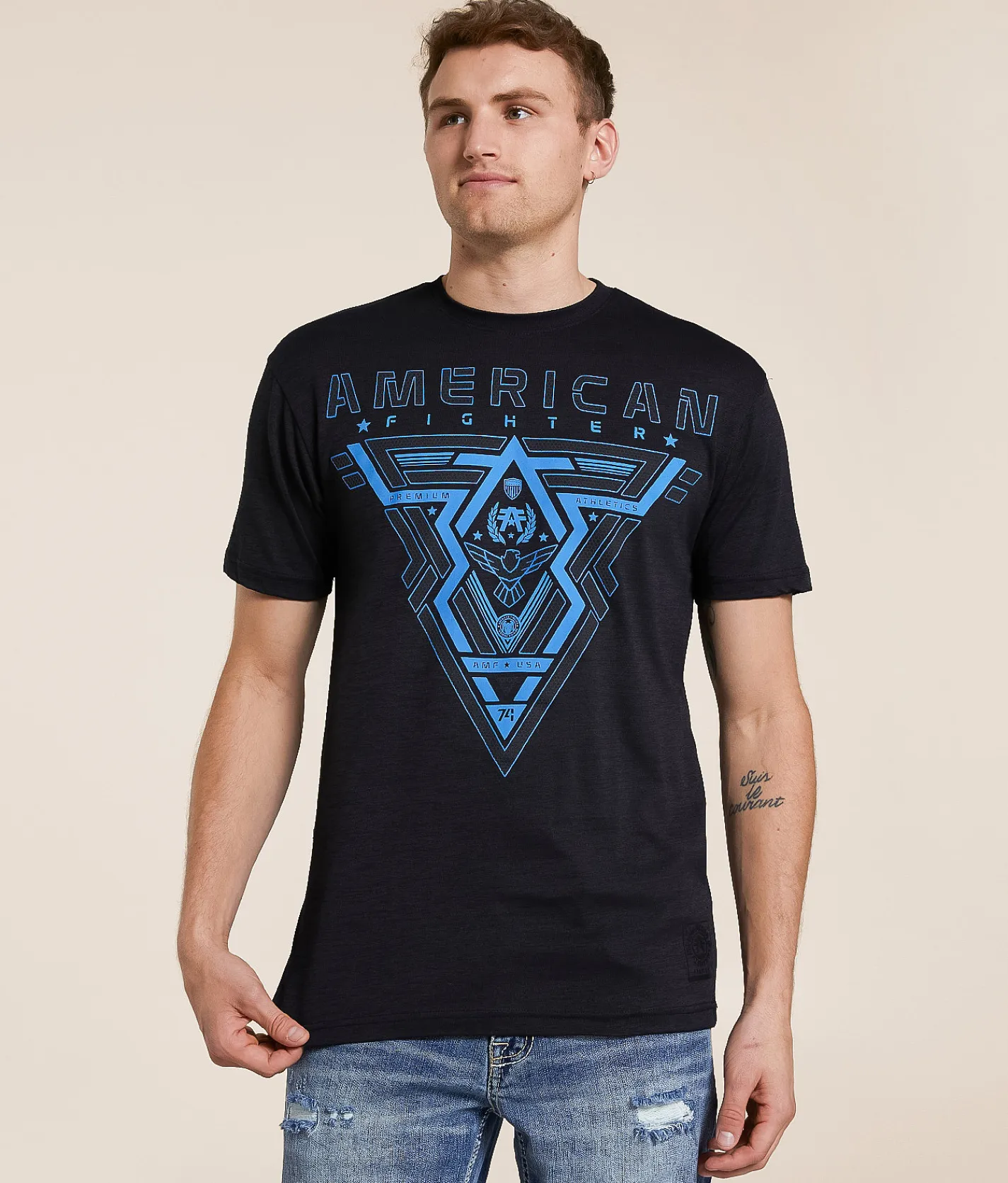 Tops|Graphic T-Shirts | American Fighter Elmore T-Shirt Pitch Black
