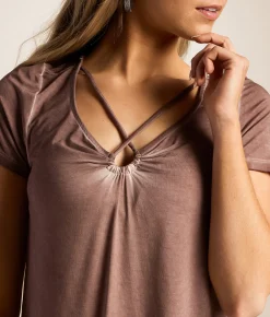 Tops | White Crow Eloise Cross Sleek Top Deep Taupe