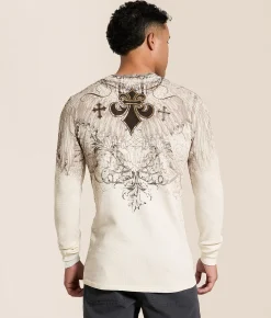 Tops|Graphic T-Shirts | Affliction Elusive Phase Thermal Vintage White