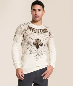Tops|Graphic T-Shirts | Affliction Elusive Phase Thermal Vintage White