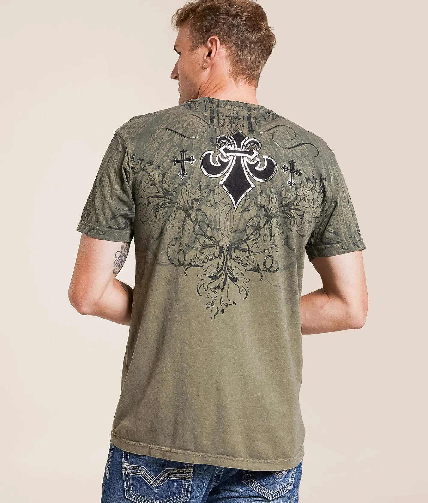 Affliction Elusive Phase T-Shirt Moonmist Lava Sale
