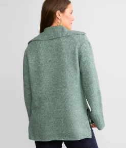 Z Supply Ember Collared Sweater Everglade Clearance