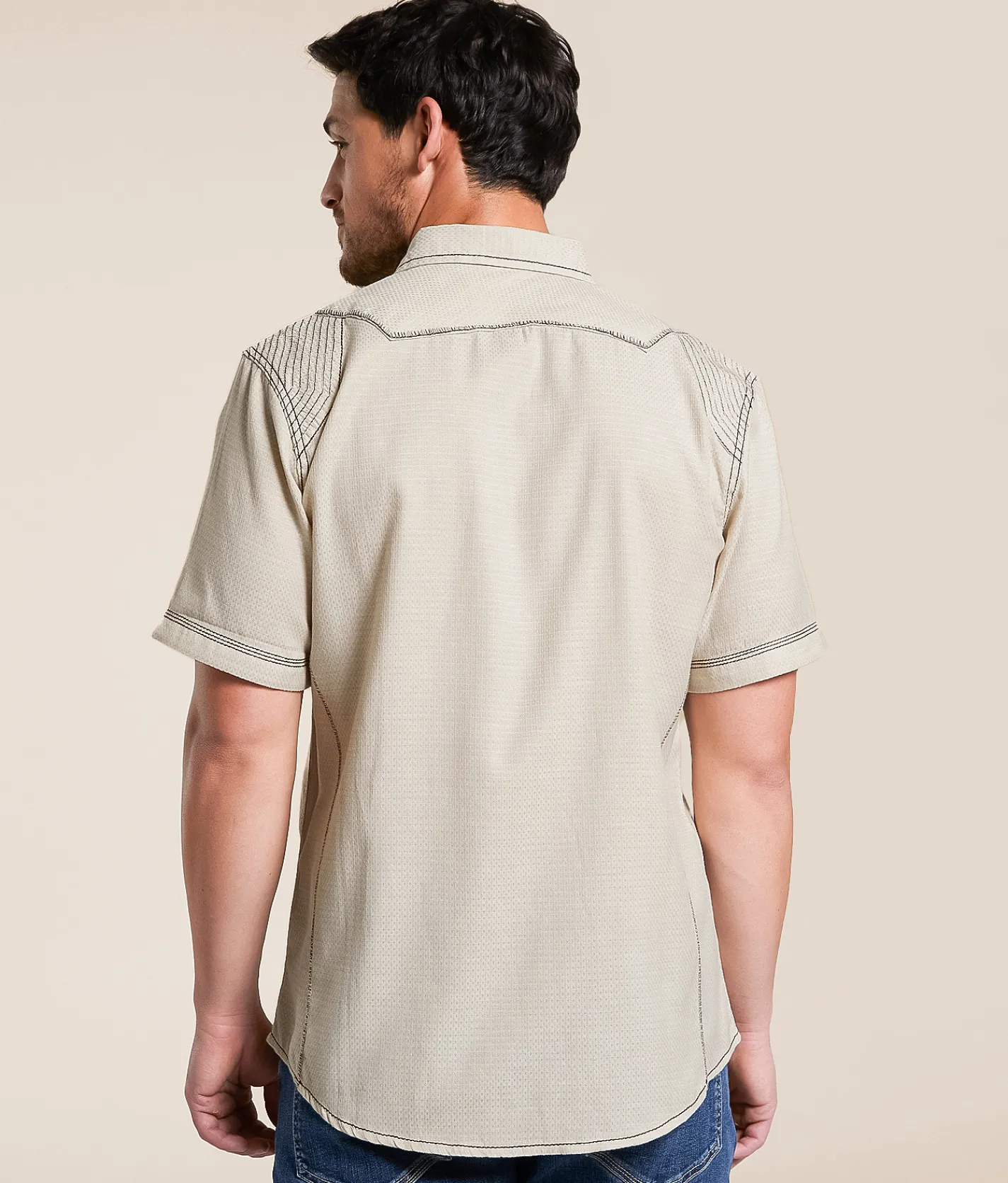 Buckle Black Embroidered Athletic Shirt Light Tan Best