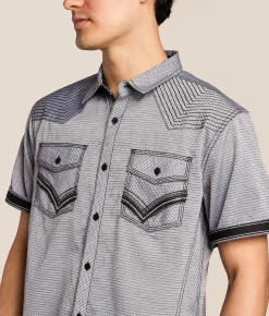 Buckle Black Embroidered Athletic Shirt White Black Clearance