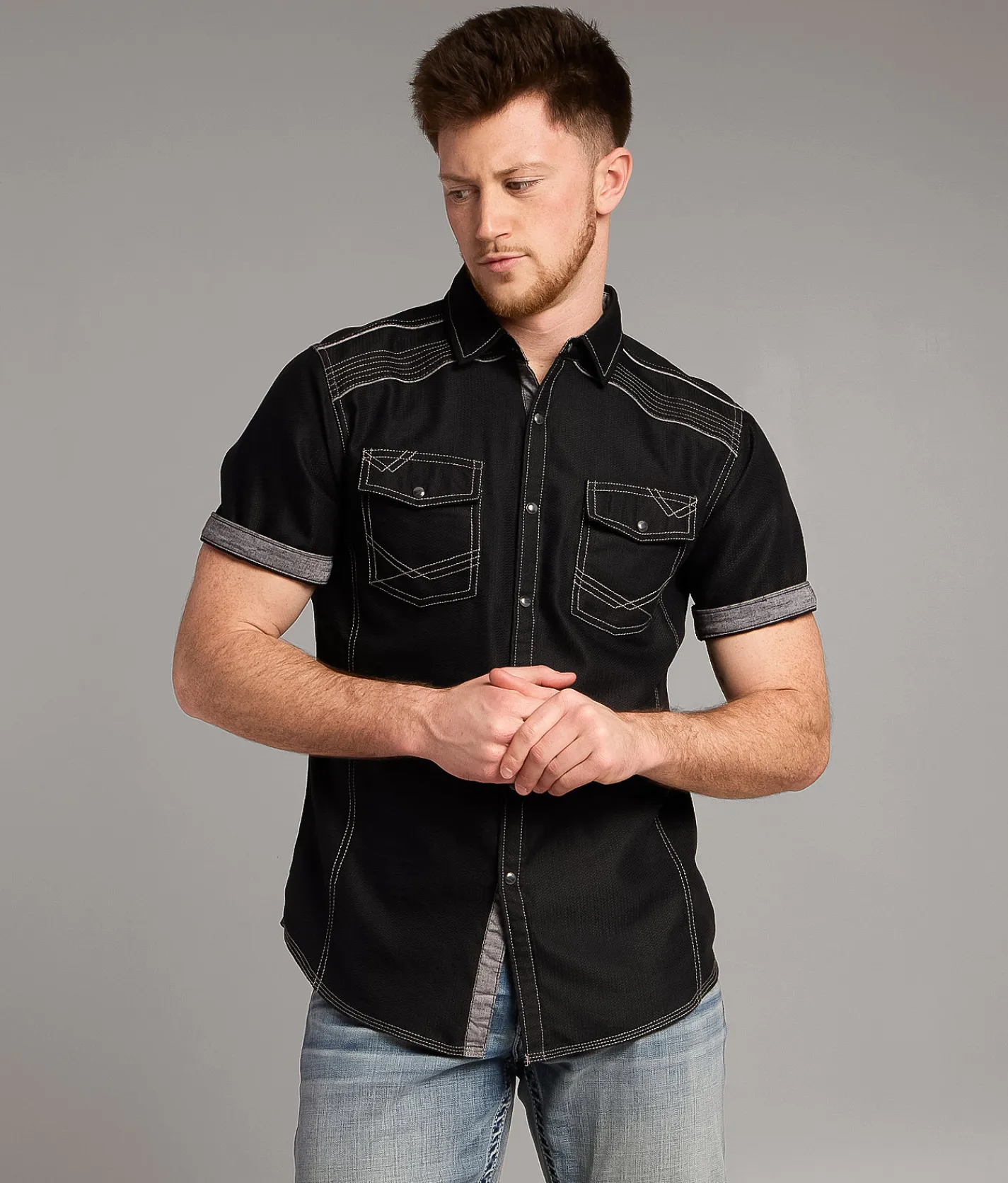 BKE Embroidered Athletic Shirt Black Clearance
