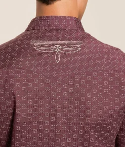 Tops | Gentry County Embroidered Athletic Stretch Shirt Burgundy