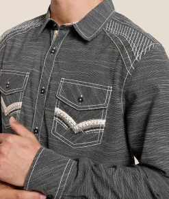 Tops | Buckle Black Embroidered Athletic Stretch Shirt Black White