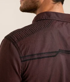 Tops | Buckle Black Embroidered Athletic Stretch Shirt Brown Black