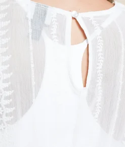 Daytrip Embroidered Chiffon Peplum Top White Outlet