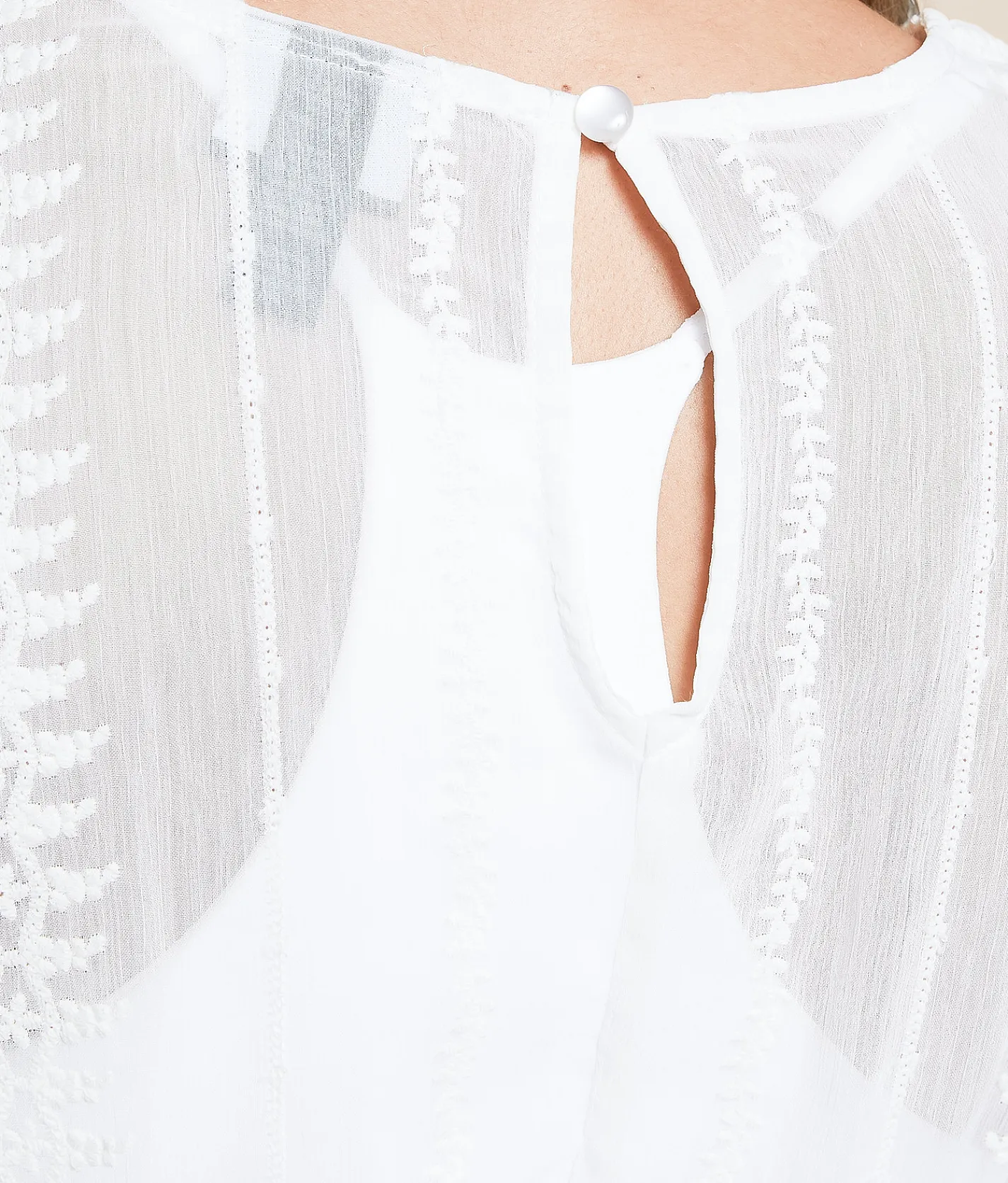 Daytrip Embroidered Chiffon Peplum Top White Outlet