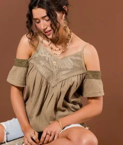 Gimmicks Embroidered Cold Shoulder Top Mermaid Best