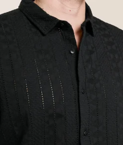Tops | Nova Industries Embroidered Crochet Shirt Black