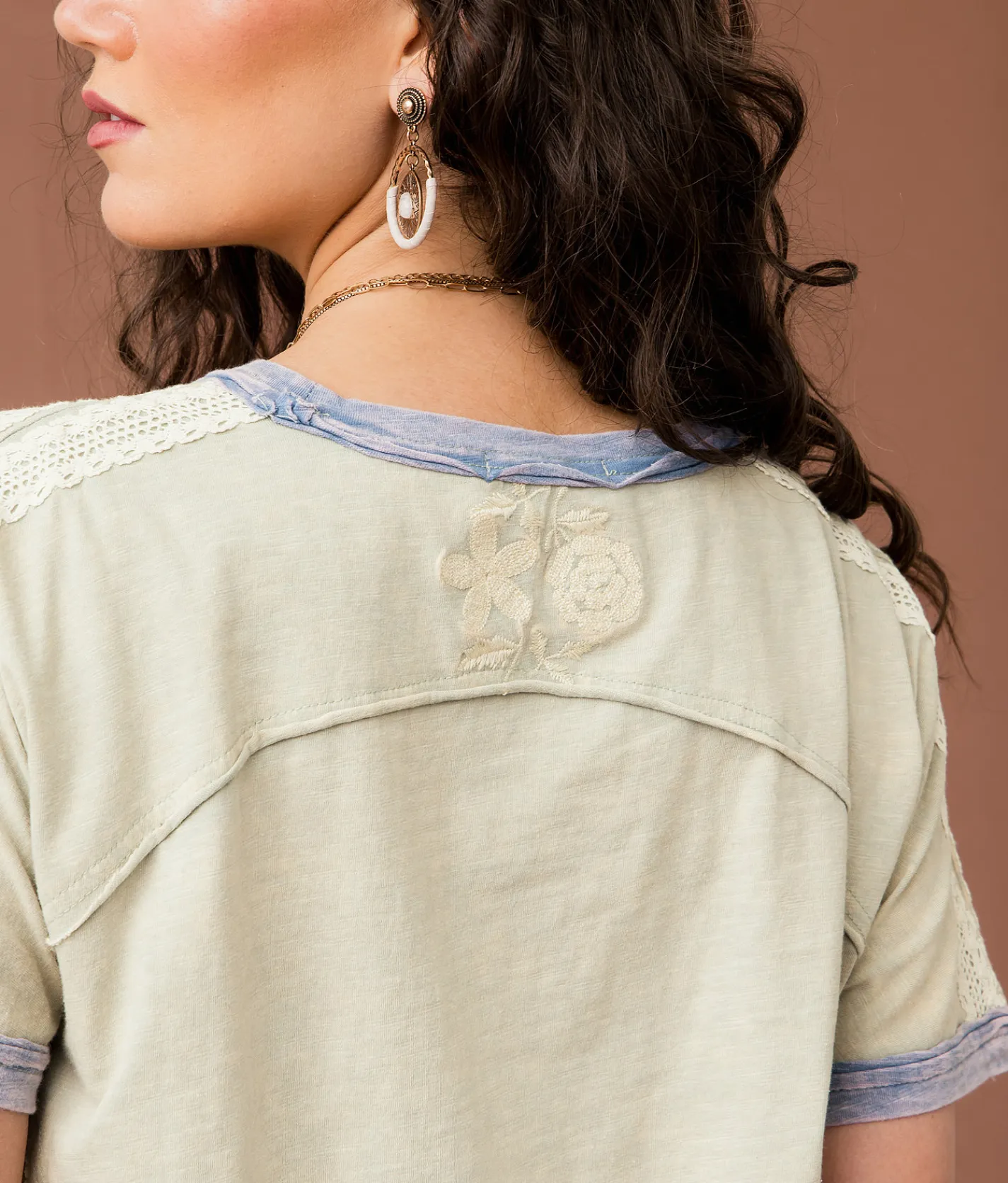 Gimmicks Embroidered Crochet T-Shirt Green Bay Sale