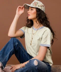 Gimmicks Embroidered Crochet T-Shirt Green Bay Sale