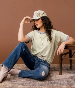 Gimmicks Embroidered Crochet T-Shirt Green Bay Sale